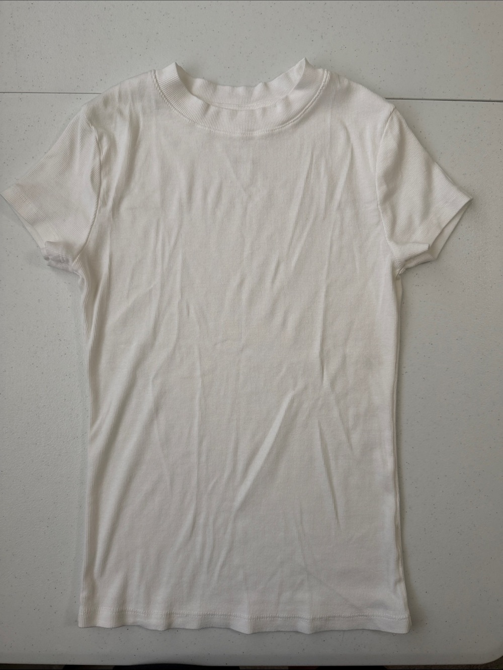 A new day Cotton Modal Blend White Ribbed Crew Neck Tee S